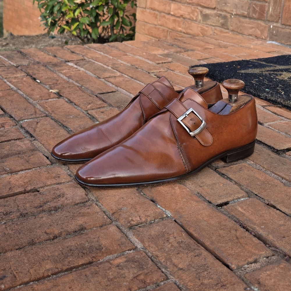 PAUL FREDRICK Plain-Toe Monkstraps (Mens US Size 9.5)